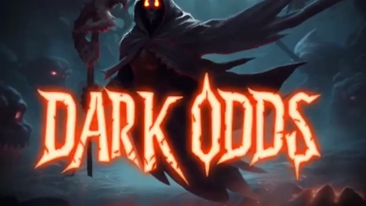 Tampilan visual permainan slot Dark Odds dengan tema horor